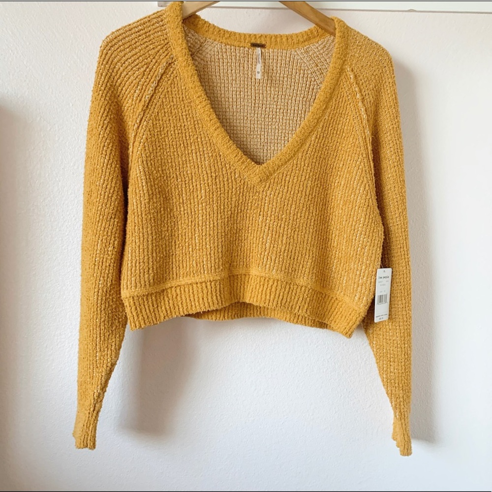 Free people cropped v neck sweater